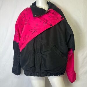Vintage 90s Women's Nils Pink Black Ski Jacket Size 10 Made In The USA